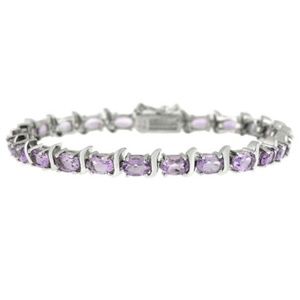 Sterling Silver 10ct. Amethyst Oval Tennis Bracele